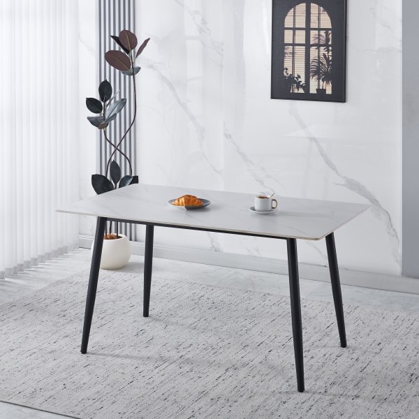 Inez spisebord med keramisk hvit matt marmor - 140x80 cm Inez spisebord med keramisk hvit matt marmor - 140x80 cm
