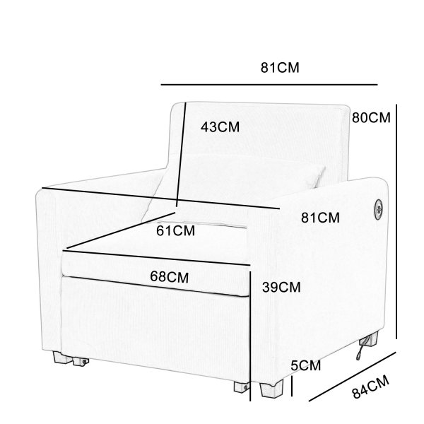 Lenestolseng Sollefteå - Beige kordfløyel | 81 cm bred Lenestolseng Sollefteå - Beige kordfløyel | 81 cm bred