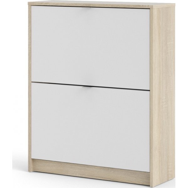 Sko dypt skoskap med 2 rom - Eik/hvit