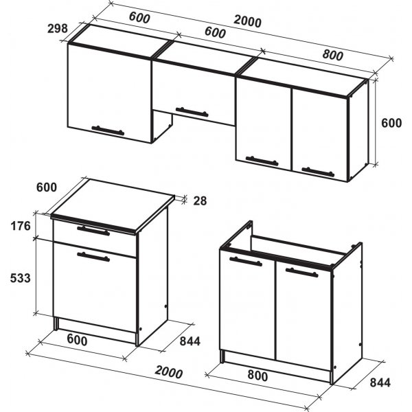 Marija komplett kjøkken 200 cm - Blank hvit/sonoma eik/hvit Marija komplett kjøkken 200 cm - Blank hvit/sonoma eik/hvit