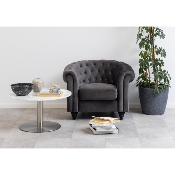 Corby salongbord Ø80 cm - Hvit/nikkel Corby salongbord Ø80 cm - Hvit/nikkel