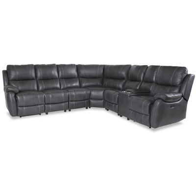 Enjoy recliner-hjørnesofa - 6-seter (el) i grått kunstskinn (modell V)
