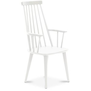 Dalsland hvit stokkstol med armlener og høy rygg