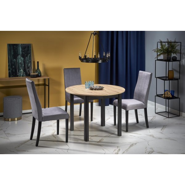 Spisebord 102-142 cm - Håndlaget eik/svart Spisebord 102-142 cm - Håndlaget eik/svart