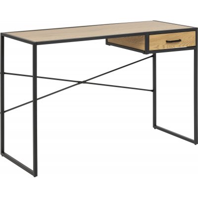 Seaford skrivebord med skuff 110x45 cm - Eik/svart