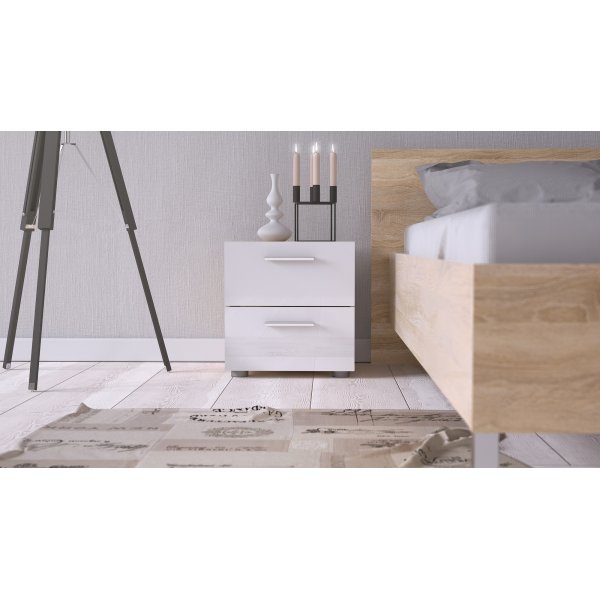 Pepe nattbord - Eik/hvit