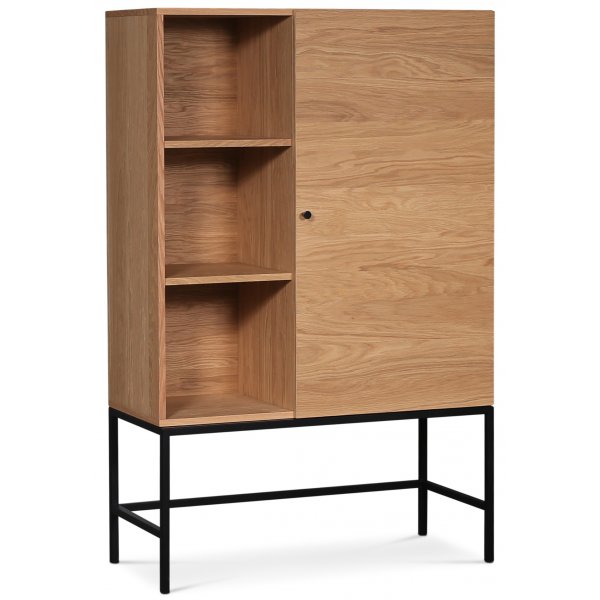 Stilo V.2 highboard - Oljet eik / Svart metall