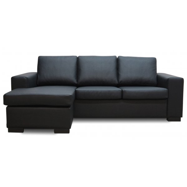 Solna divansofa, Hyre - Svart lr (bunnet)