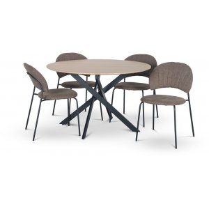 Hogrn spisegruppe 120 cm bord i lyst tre + 4 stk Hogrn brune stoler