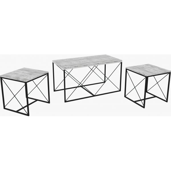 Ravina salongbord 45/100 x 45/50 cm - Lys gr/svart