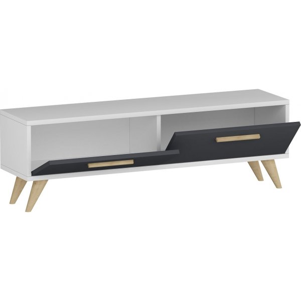 Melisa mediabenk - Hvit/antrasitt