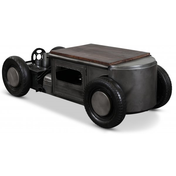 Vintage Bil salongbord med vinstativ - Metall/mango