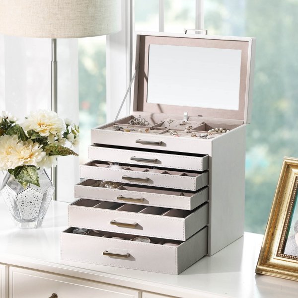 Fasettert smykkeskrin - Hvit Fasettert smykkeskrin - Hvit