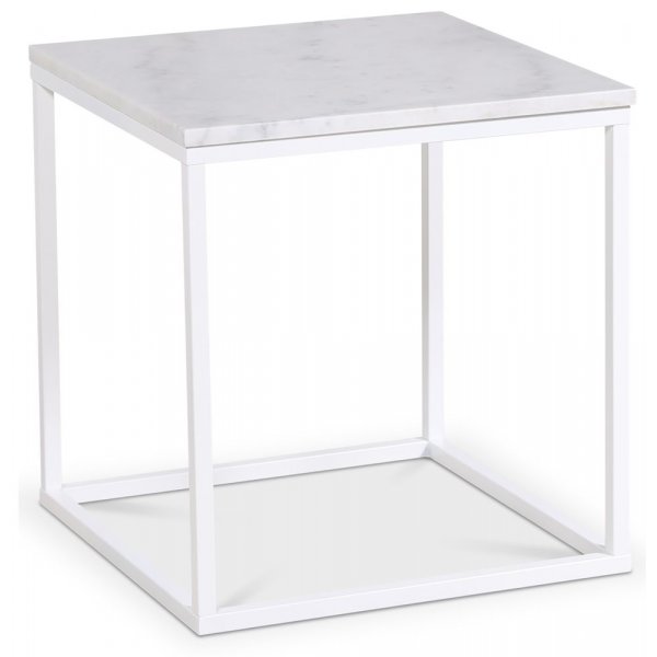 Accent lampebord 50x50 cm - Hvit marmor / Hvit