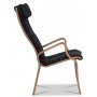 Lammet lenestol i saueskinn scandinavian dark grey - Brunbeiset eik