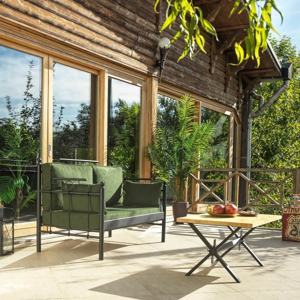 Hampus 2-seters utesofa - Svart/grønn + Tekstilrens for møbler Hampus 2-seters utesofa - Svart/grønn + Tekstilrens for møbler