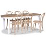 Fr spisegruppe; Ovalt spisebord 160-210 cm - Hvit / Oljet eik med 6 stk Danderyd No.18 spisestoler whitewash