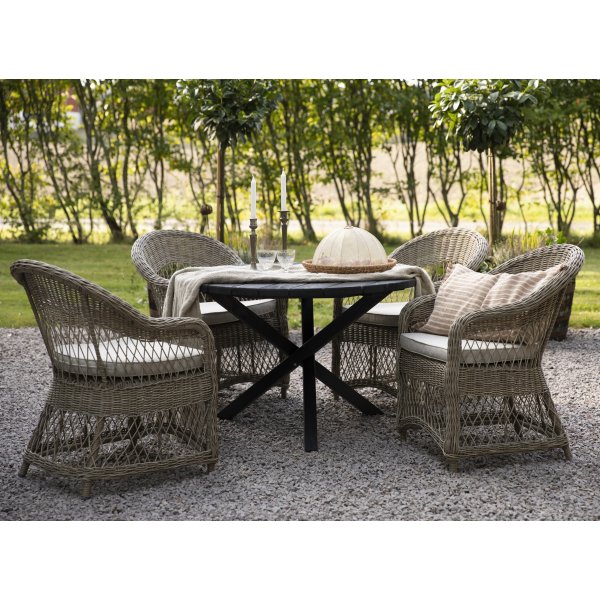 Utendrs lenestol i naturfarget syntetisk rotting