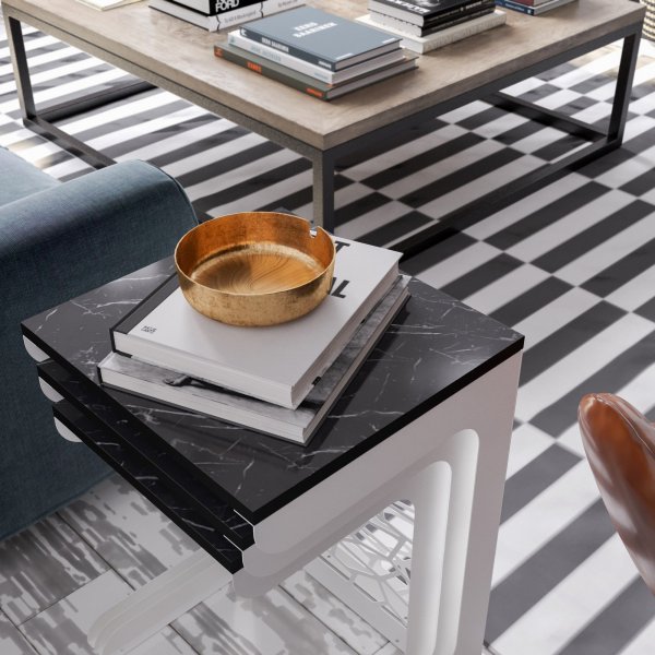 Hare settbord - Hvit/svart