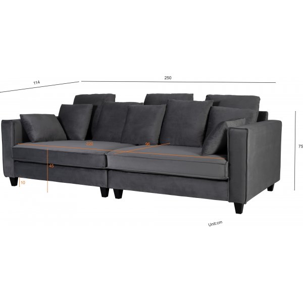 Brandy Lounge - 3,5-seters sofa XL (sølvgrå fløyel) + Tekstilrens for møbler Brandy Lounge - 3,5-seters sofa XL (sølvgrå fløyel) + Tekstilrens for møbler