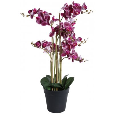 Kunstig plante - Orkid 8-stilket H80 cm - Mrk rosa