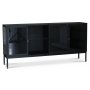 Revel sidebord av plater, med 4 drer - Svart/tonet glass