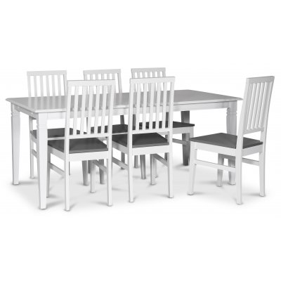 Sandhamn spisegruppe; 180x90 cm bord med 6 Fr spisestoler