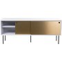 Volume mediebenk 132 cm - Hvit/messing