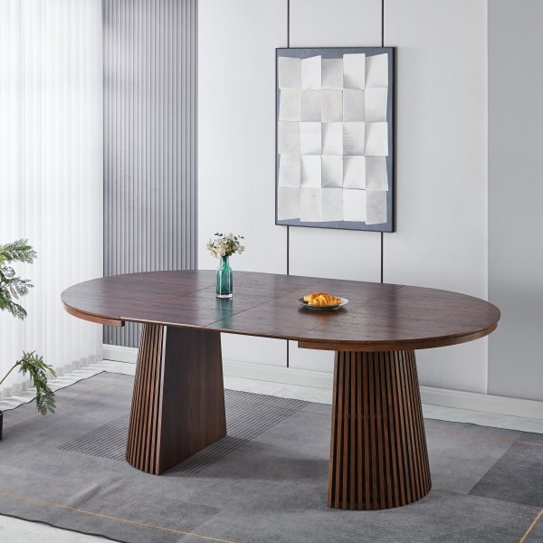 Crossby rundt spisebord uttrekkbart Ø120-200 cm - Valnøtt Crossby rundt spisebord uttrekkbart Ø120-200 cm - Valnøtt