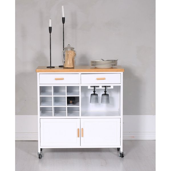 Living kjøkkenøy med vinstativ - Eik/hvit + Tekstilpleie for møbler Living kjøkkenøy med vinstativ - Eik/hvit + Tekstilpleie for møbler