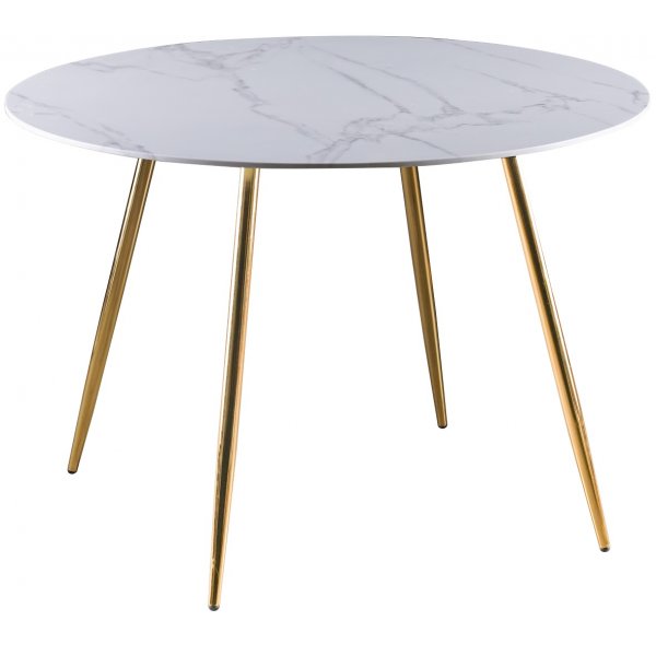 Deco spisegruppe 110 cm rundt bord + 4 stk Art stoler gr flyel / Messing