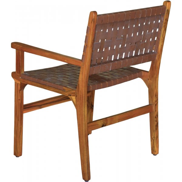 Porto Bello karmstol teak / anilinskinn + Møbelføtter Porto Bello karmstol teak / anilinskinn + Møbelføtter