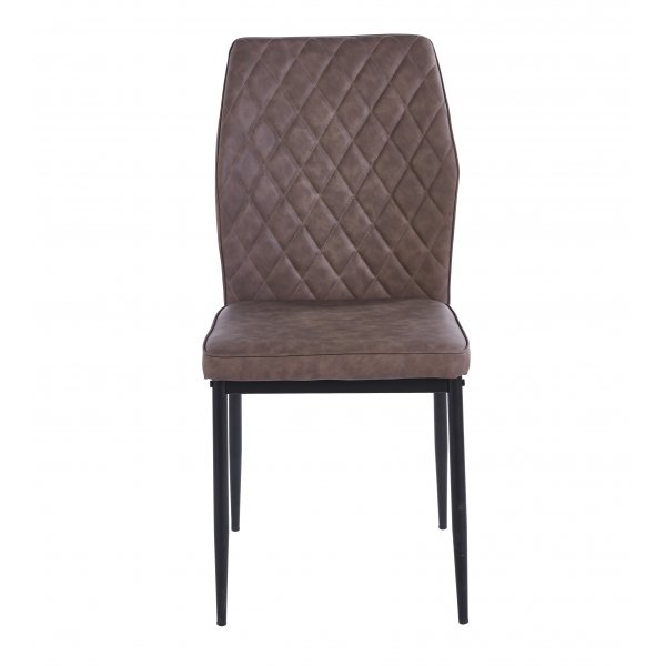 Inez spisestol i brunt vintage kunstskinn med svarte ben