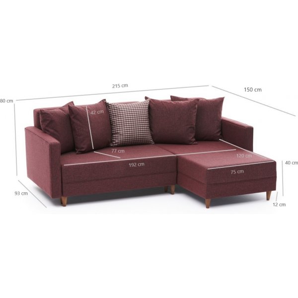 Aydam sovesofa høyre - Burgund Aydam sovesofa høyre - Burgund