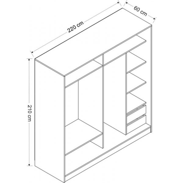 Kapusta garderobe med speildører, 220x52x210 cm - Brun Kapusta garderobe med speildører, 220x52x210 cm - Brun