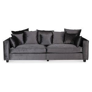 Brandy Lounge - 4-seters sofa XL (sølvgrå fløyel) + Møbelpleiesett for tekstiler