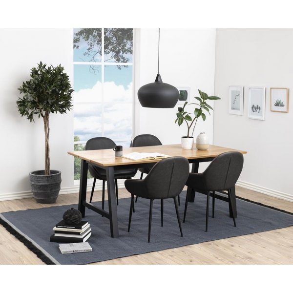 Huntsville Spisebord 180 x 90 cm - Eik/Svart