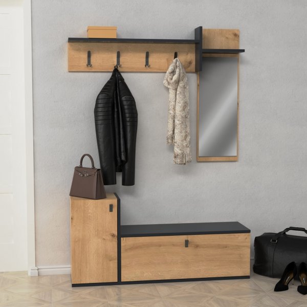Rubin hallmøbler - Antrasitt/eik Rubin hallmøbler - Antrasitt/eik