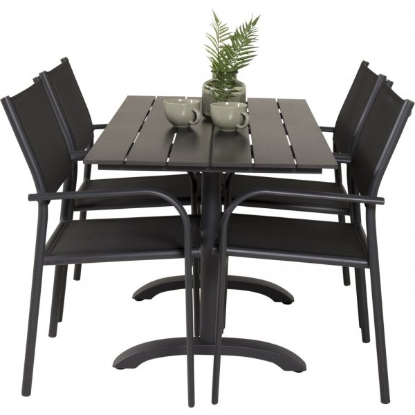 Denver uteservering sett med 4 Santorini stoler - Svart Denver uteservering sett med 4 Santorini stoler - Svart