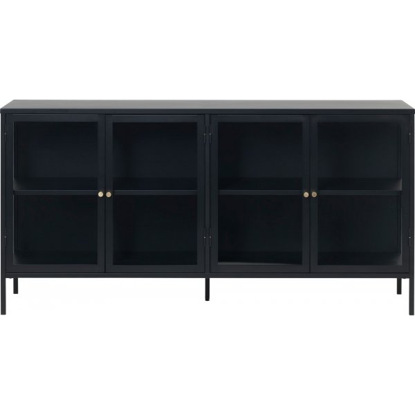 Toddy sort metallskjenk med glassdrer, bredde 170 cm