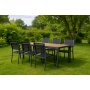 Spisegruppe: 6 stoler og spisebord 205 x 90 cm svart/naturfarget - Copacabana