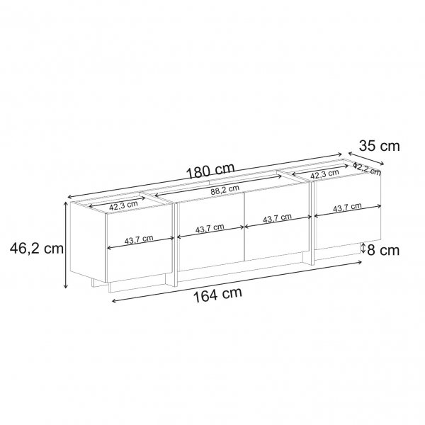 TV-stativ Lorensa 180 cm - Hvit/Atlantisk furu