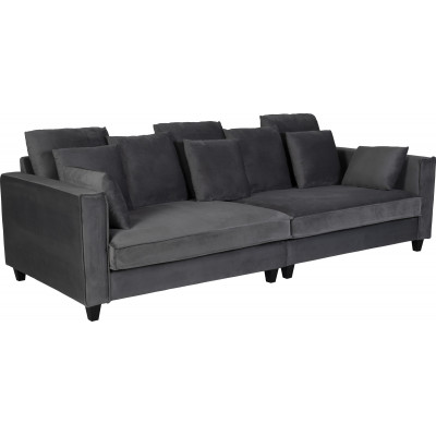 Brandy Lounge - 4-seters sofa XL (sølvgrå fløyel) + Flekkfjerner for møbler
