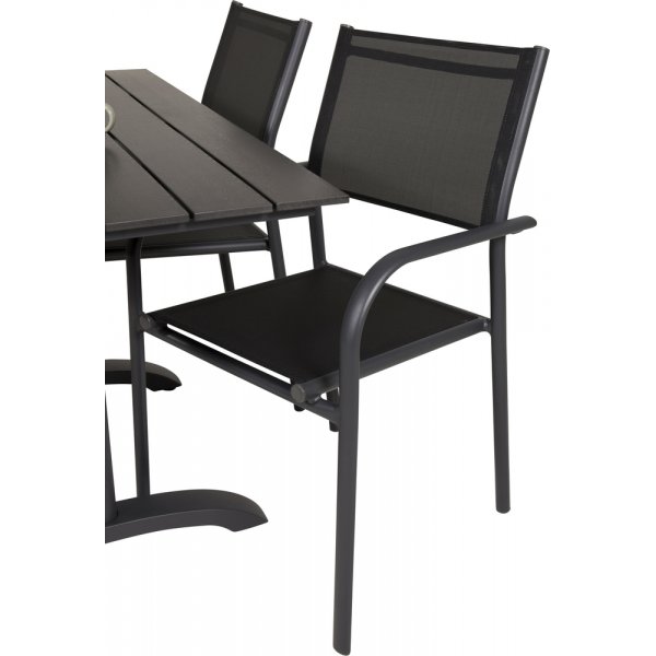 Denver uteservering sett med 4 Santorini stoler - Svart Denver uteservering sett med 4 Santorini stoler - Svart