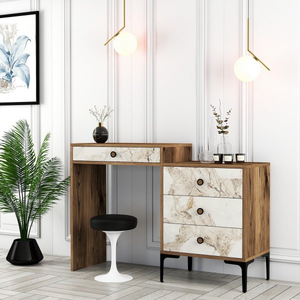 Lisboa toalettbord 124 x 40 cm - Valnøtt/hvit marmor Lisboa toalettbord 124 x 40 cm - Valnøtt/hvit marmor