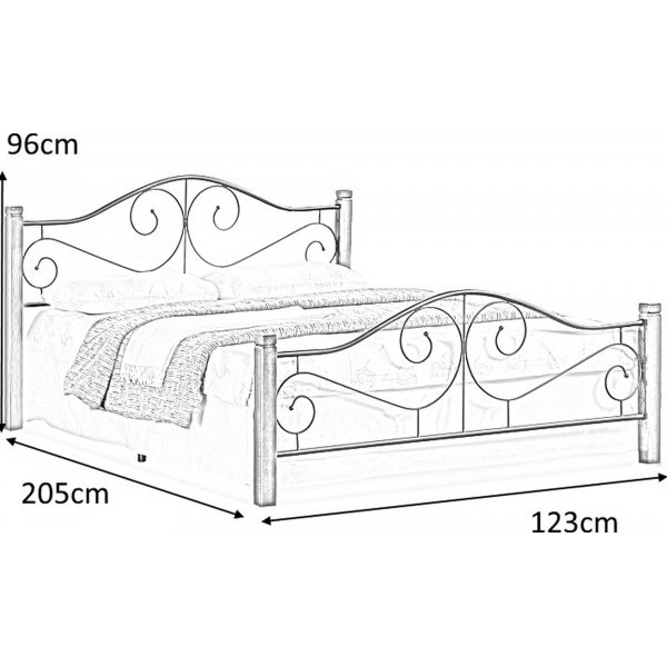 Litzy sengeramme 120x200 cm - Antikk kirsebr/sort