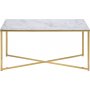 Alisma salongbord 90x50 cm - Hvit marmor/gull
