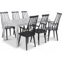 Mellby spisegruppe 180 cm bord med 6 stk gr Dalsland Cane stoler med armlener
