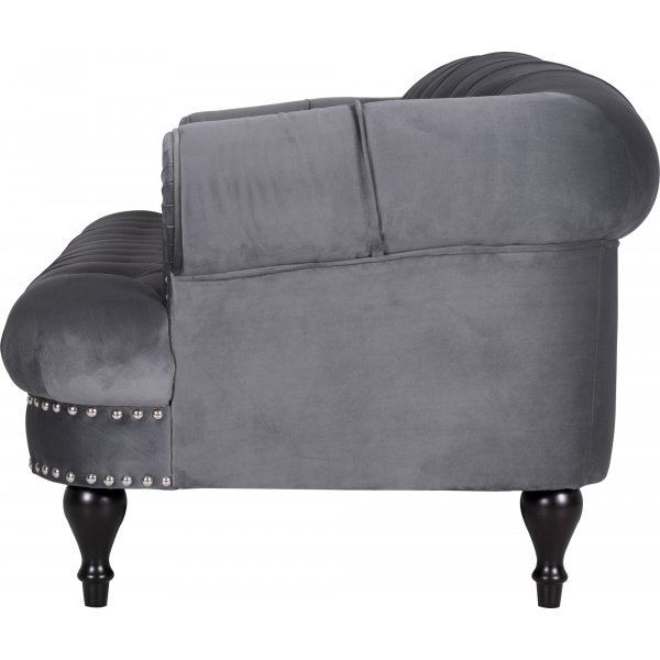 Sofa 3-seter chesterfield grå fløyel Sofa 3-seter chesterfield grå fløyel
