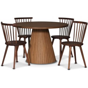 Cleo spisegruppe, rundt bord 110 cm inkludert 4 stk. Castor pinnestoler - Mørk eikefiner Cleo spisegruppe, rundt bord 110 cm inkludert 4 stk. Castor pinnestoler - Mørk eikefiner